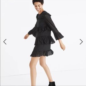 Madewell Eyelet Waterlily Ruffle Dress in Black Size 6